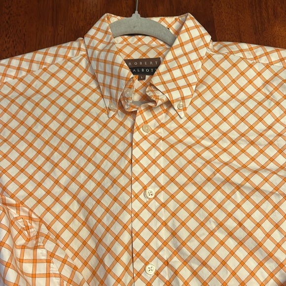 Robert Talbott Button Front shirt orange and white size large 100% cotton - Picture 7 of 8